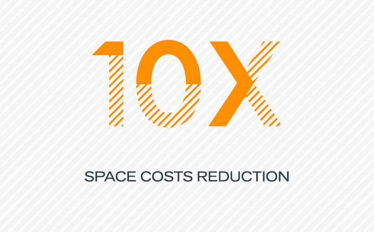10X reducción de los costes de espacio