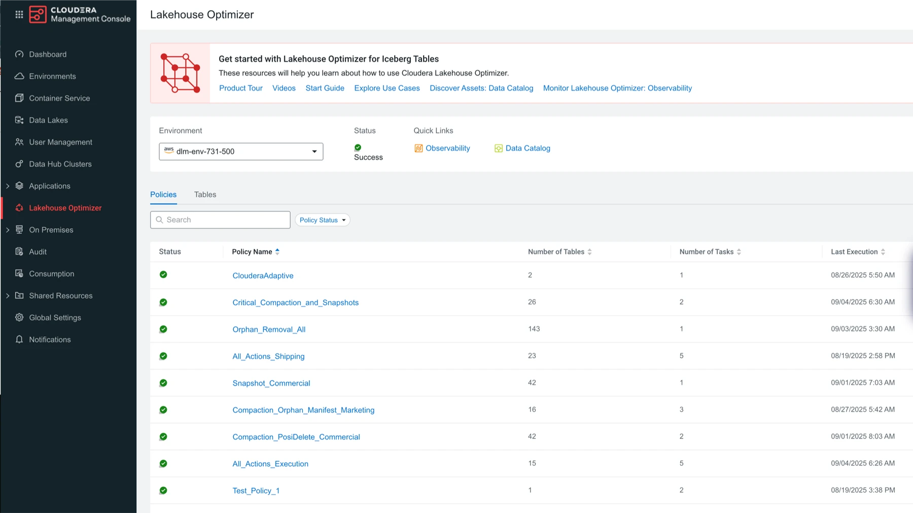 Captura de pantalla de Lakehouse Optimizer