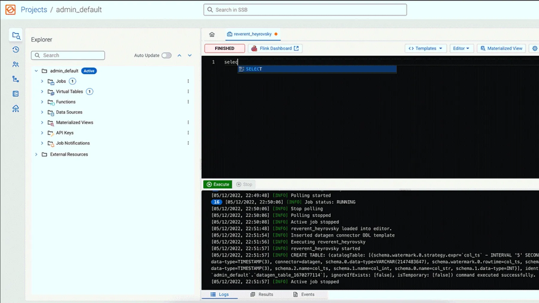 Captura de pantalla del producto SQL Streambuilder
